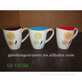 wavy shape yellow flower ceramic stoneware mug